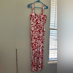 Red Pantsuit Romper for Resort Wear